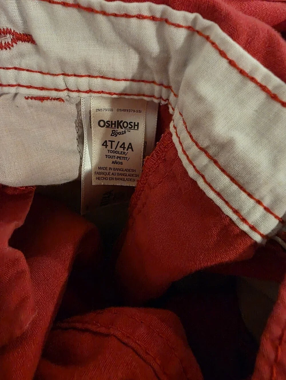 OshKosh B'gosh Red Kids Overalls with Navy Stripe Straps Size 4